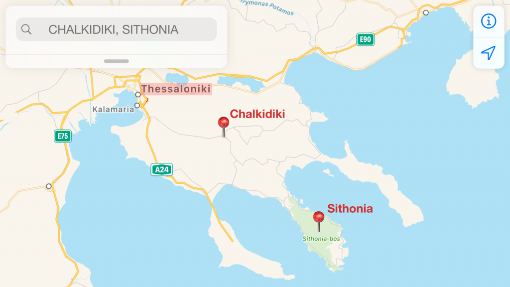 Map waar sithonia ligt